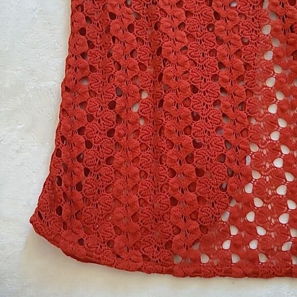 Mimi Chica Women's XS Crochet Rusty Red Overlay Tank Top Criss Cross Back Boho - Picture 6 of 15